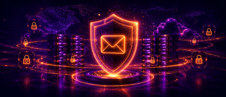 Security illustration with a lock and shield elements